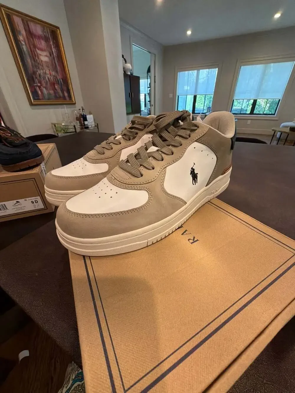 Polo Ralph Lauren Masters Court Nubuck and Leather Sneakers size men 9 w 10.5